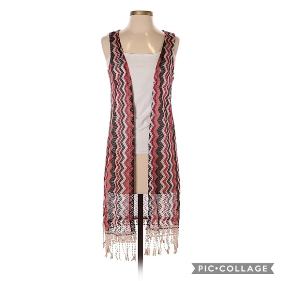 Crave Fame by Almost Famous Jackets & Blazers - Crave Fame Zig Zag Crochet Fringe Vest Festival